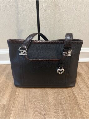Brighton pebble leather croc lined shoulder bag